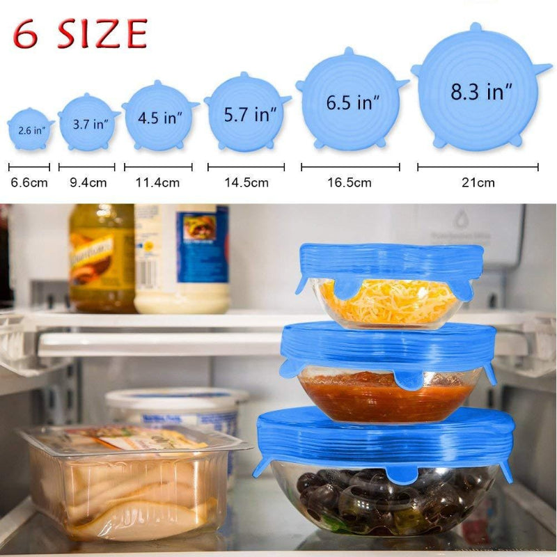 6 pcs Silicone Stretch Lids Universal Lid Silicone Bowl Pot Lid Silicone Cover Pan Cooking Food Fresh Cover Microwave Cover