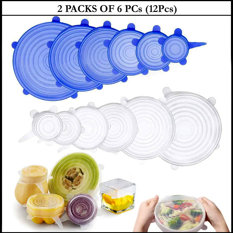 6 pcs Silicone Stretch Lids Universal Lid Silicone Bowl Pot Lid Silicone Cover Pan Cooking Food Fresh Cover Microwave Cover