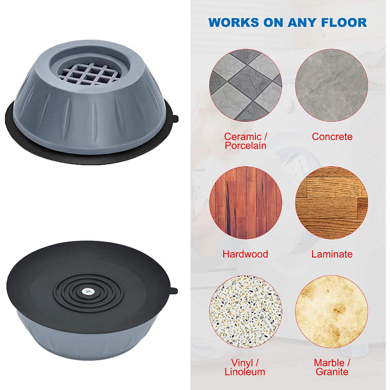 4PCS Floor Mat Elasticity Black Protectors Furniture Anti Vibration Rubber Feet Pads Washing Machine Non Slip Shock Proof Washing Machine Shock Absorption and Anti-shake Foot Pad