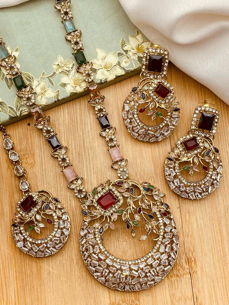 Antique Polish Zirconia Mala set-2528
