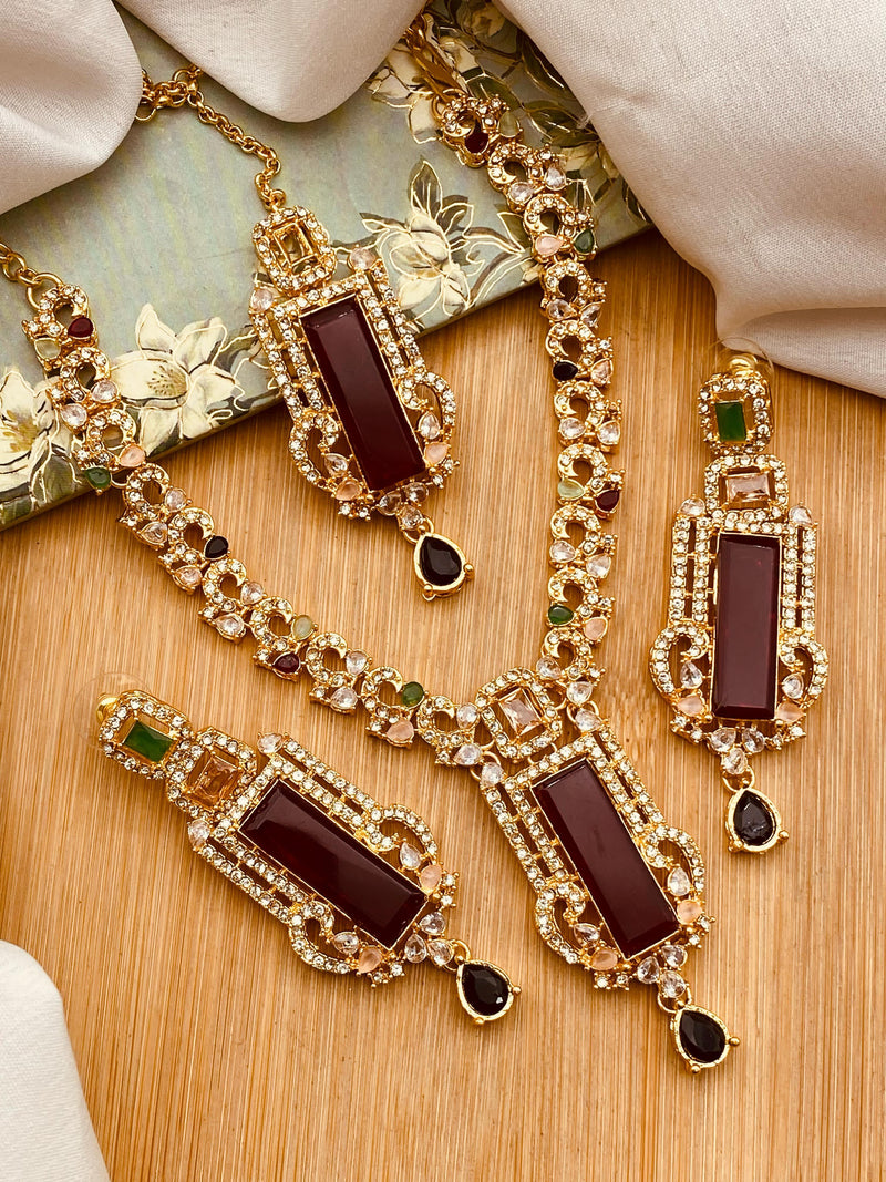 BISMA zarcon Necklace set-2818-Golden