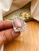 Zirconia Almond Ring (Adjustable)-2844-Silver