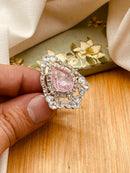 Zirconia Almond Ring (Adjustable)-2844-Silver