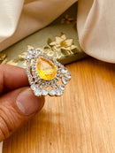 Zirconia Almond Ring (Adjustable)-2844-Silver