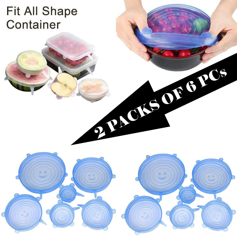 6 pcs Silicone Stretch Lids Universal Lid Silicone Bowl Pot Lid Silicone Cover Pan Cooking Food Fresh Cover Microwave Cover