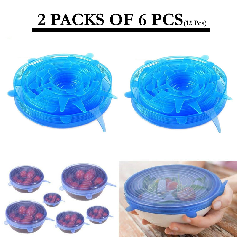 6 pcs Silicone Stretch Lids Universal Lid Silicone Bowl Pot Lid Silicone Cover Pan Cooking Food Fresh Cover Microwave Cover